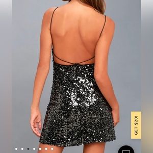 NWT Lulus Force of Fashion Black Sequin Mini Dress